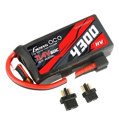  3s 4300mAh - 60C - Gens Ace HV Multiplugg